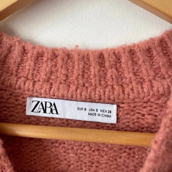 Zara Soft Cozy Knit Wool Alpaca Blend Drop  Shoulder Oversized Sweater Sz Small - Picture 7 of 8